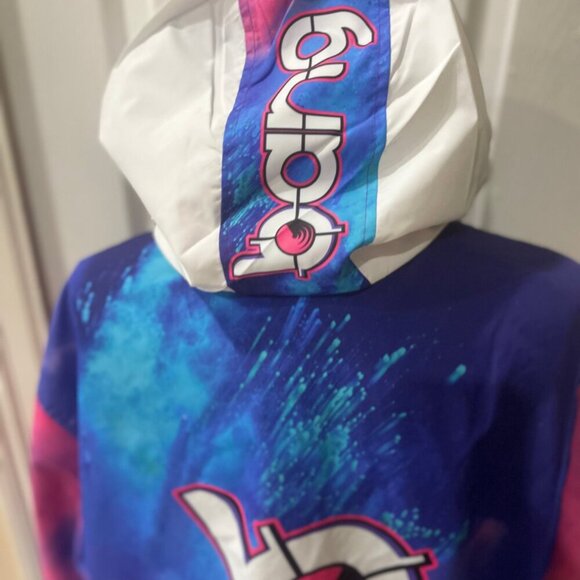 HOT PINK BLUE TIE DYE WINTERBREAKER COAT BANG ENERGY REVOLUTION SIZE M/L - Picture 15 of 16